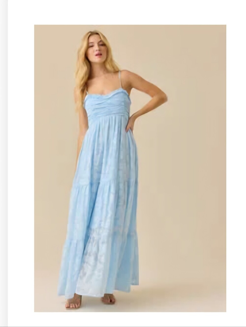 Altar'd State Light Blue Hazel Ruched Maxi Dress